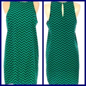 Everly Chevron Navy and Green Dress